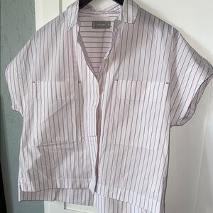 Everlane White and Red Striped Button Down Shirt